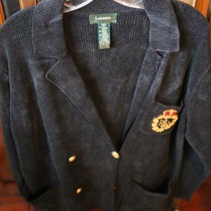 Vintage Lauren Ralph Lauren black velour sweater jacket - Size SM